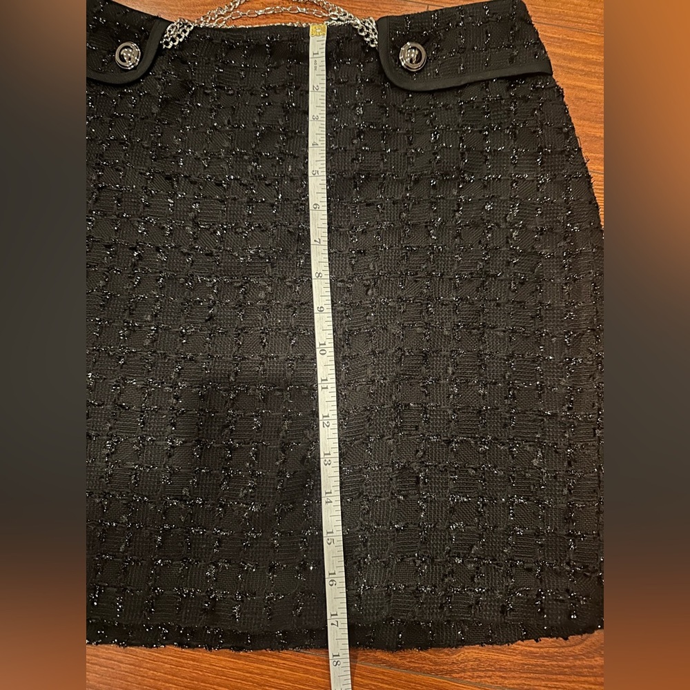 White House Black Market Black Mini Skirt with Chain Accent - Picture 7 of 7